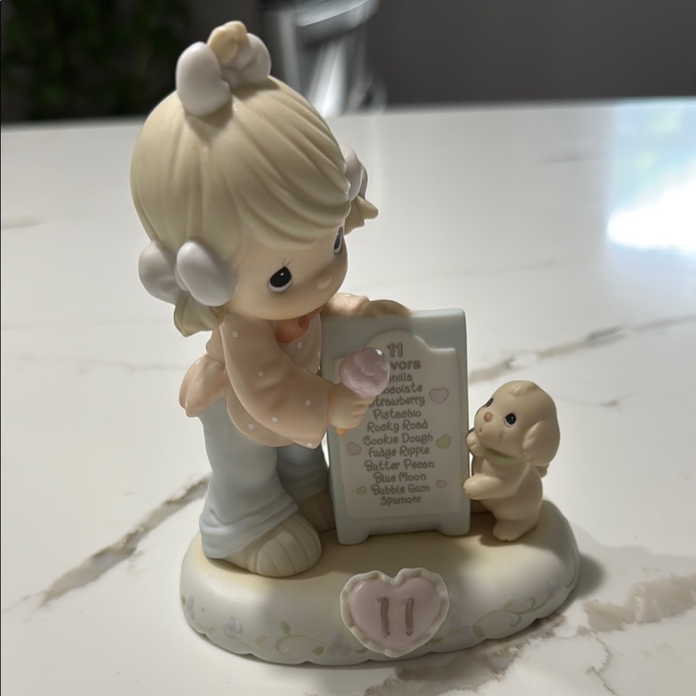 Precious Moments Blonde Figurine with Puppy